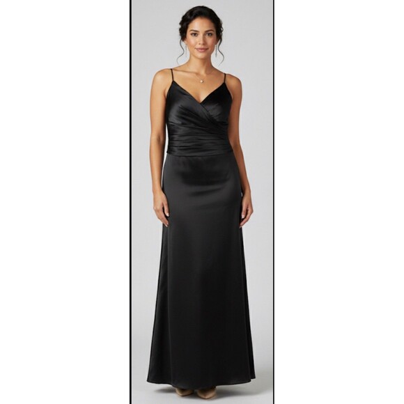 NICOLE Miller Vintage Black Taffeta Sleeveless Ruched Long Dress 12 (Fits 6) - Picture 1 of 7